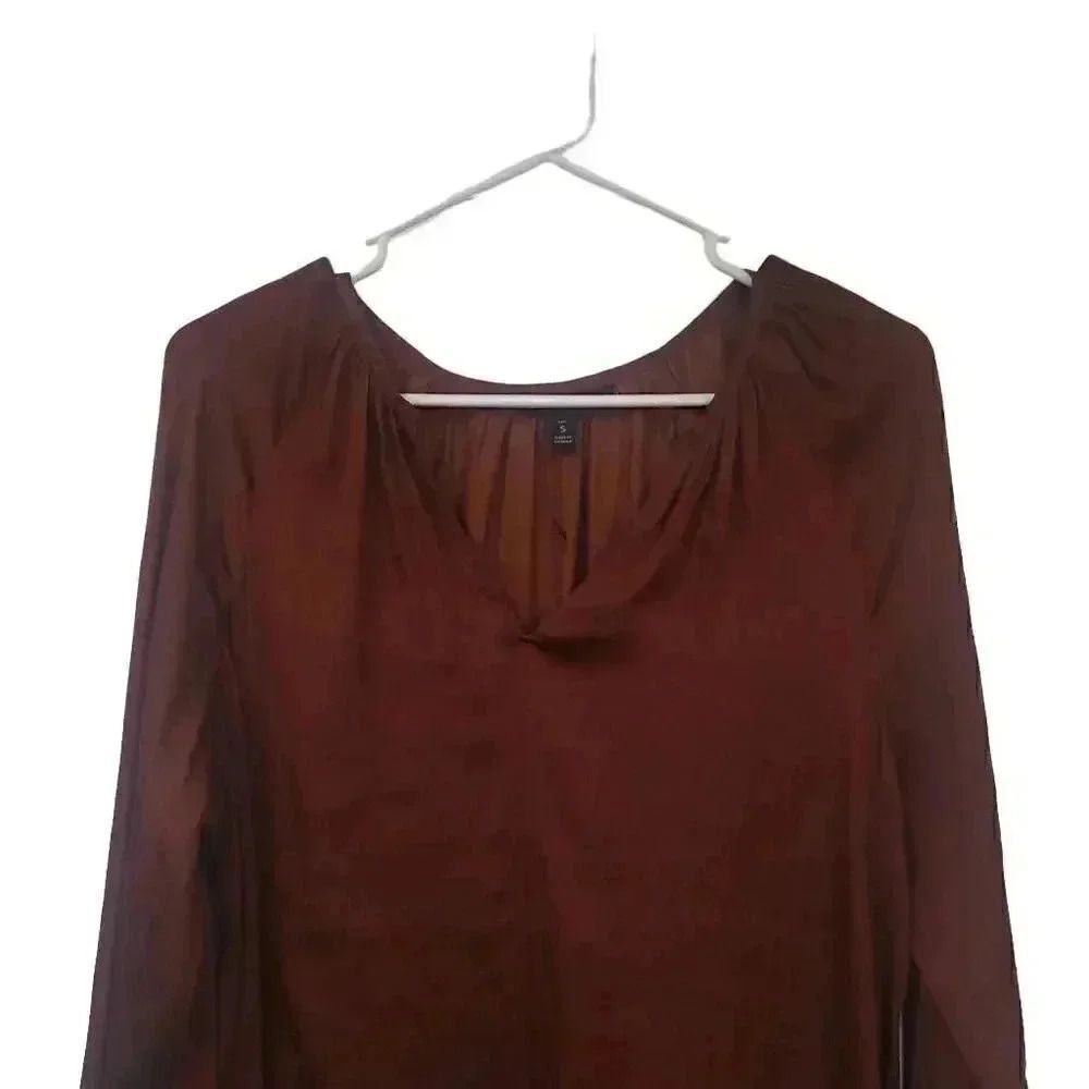 Banana Republic Women's Burnt Caramel Poly Satin Balloon Sleeve Top NEW - Picture 6 of 11